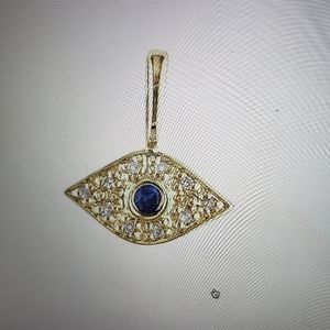 14k gold diamond evil eye pendant